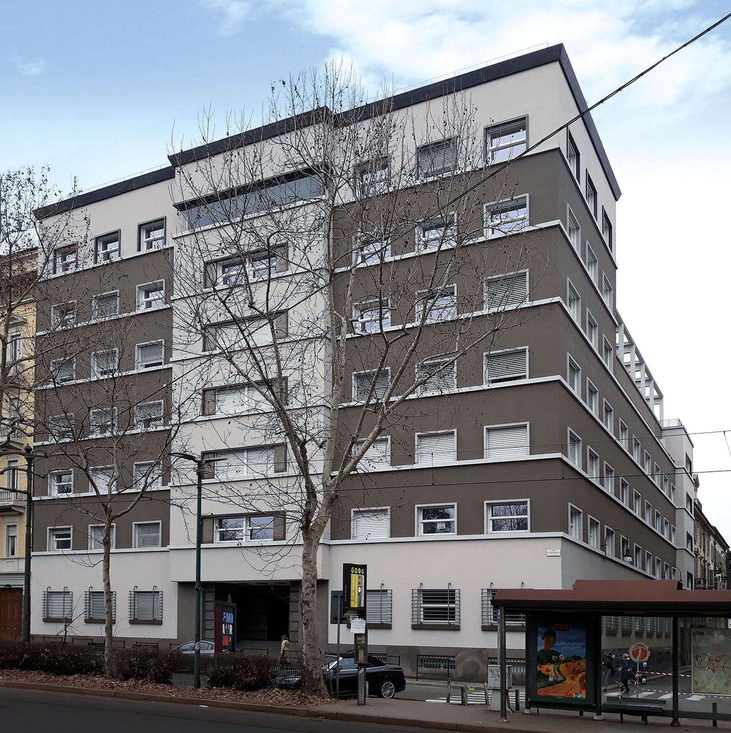 The Rationalist facade of Palazzo Gualino on Corso Vittorio Emanuele II in central Turin